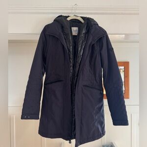 Nicole Miller Black 'Look Softshell Hooded Anorak' Coat